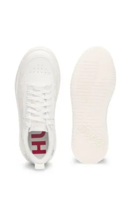 Faux-leather lace-up trainers with bubble branding