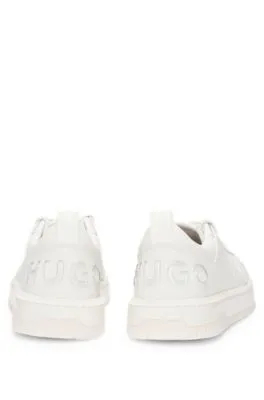 Faux-leather lace-up trainers with bubble branding