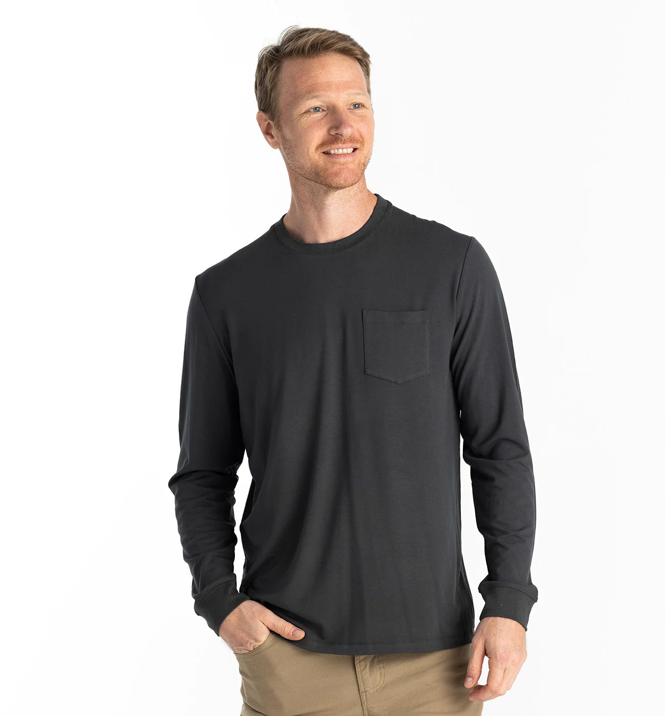 Flex Long Sleeve Pocket Tee - Black Sand