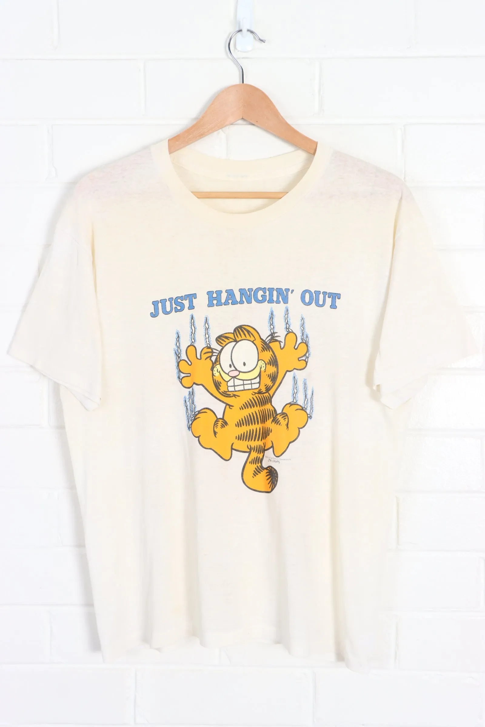 Garfield Just Hangin' Out 1978 Paper Thin Single Stitch T-Shirt (M)