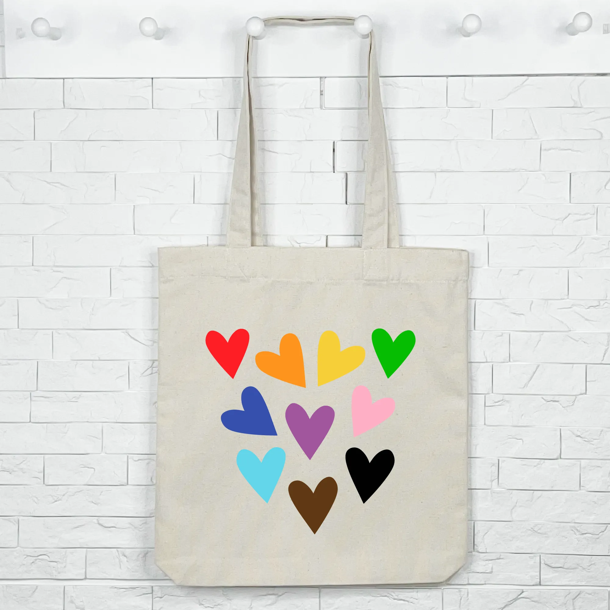 Gay Pride Rainbow Hearts Tote Bag