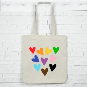 Gay Pride Rainbow Hearts Tote Bag