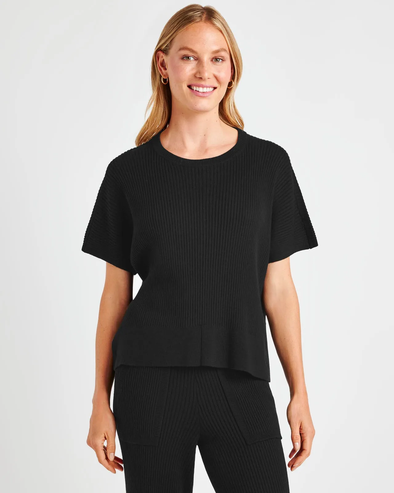 Georgie Cashblend Rib Short Sleeve Sweater