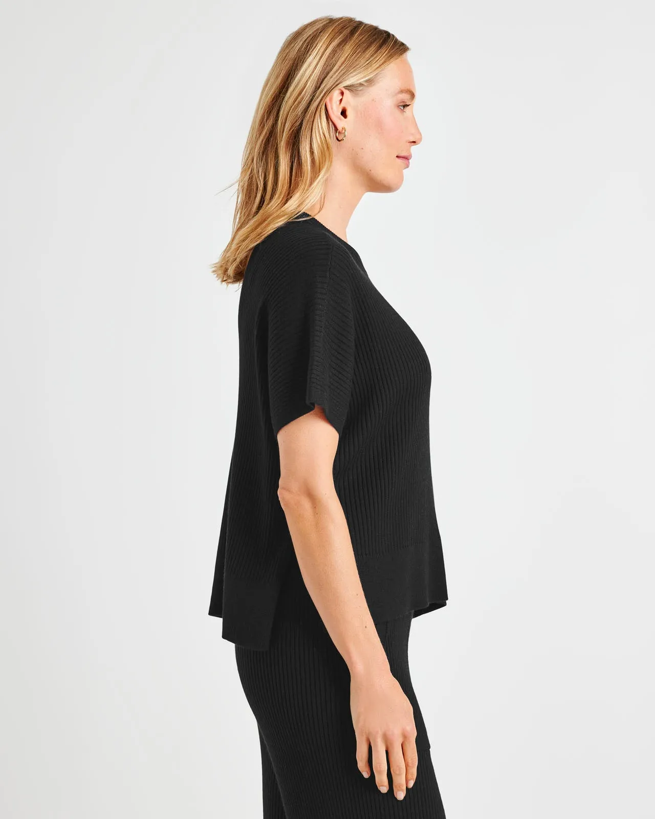 Georgie Cashblend Rib Short Sleeve Sweater