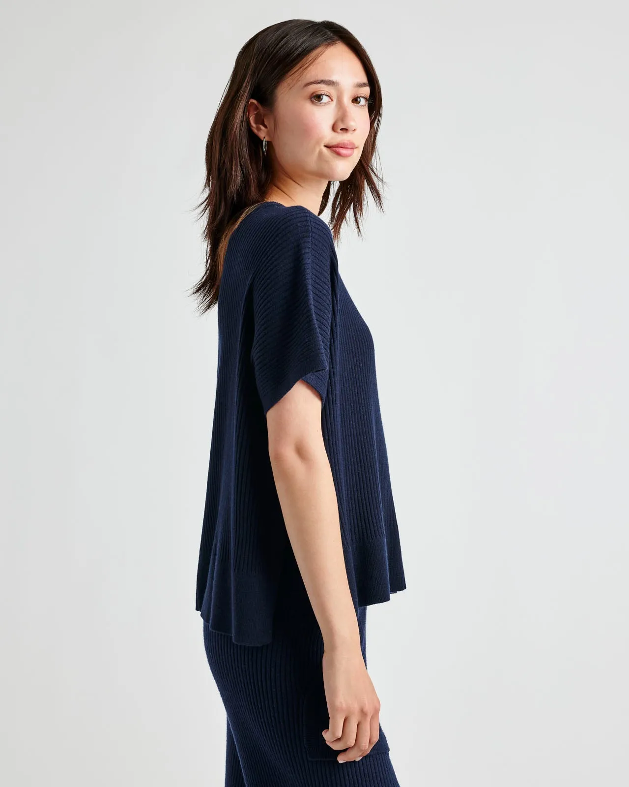 Georgie Cashblend Rib Short Sleeve Sweater