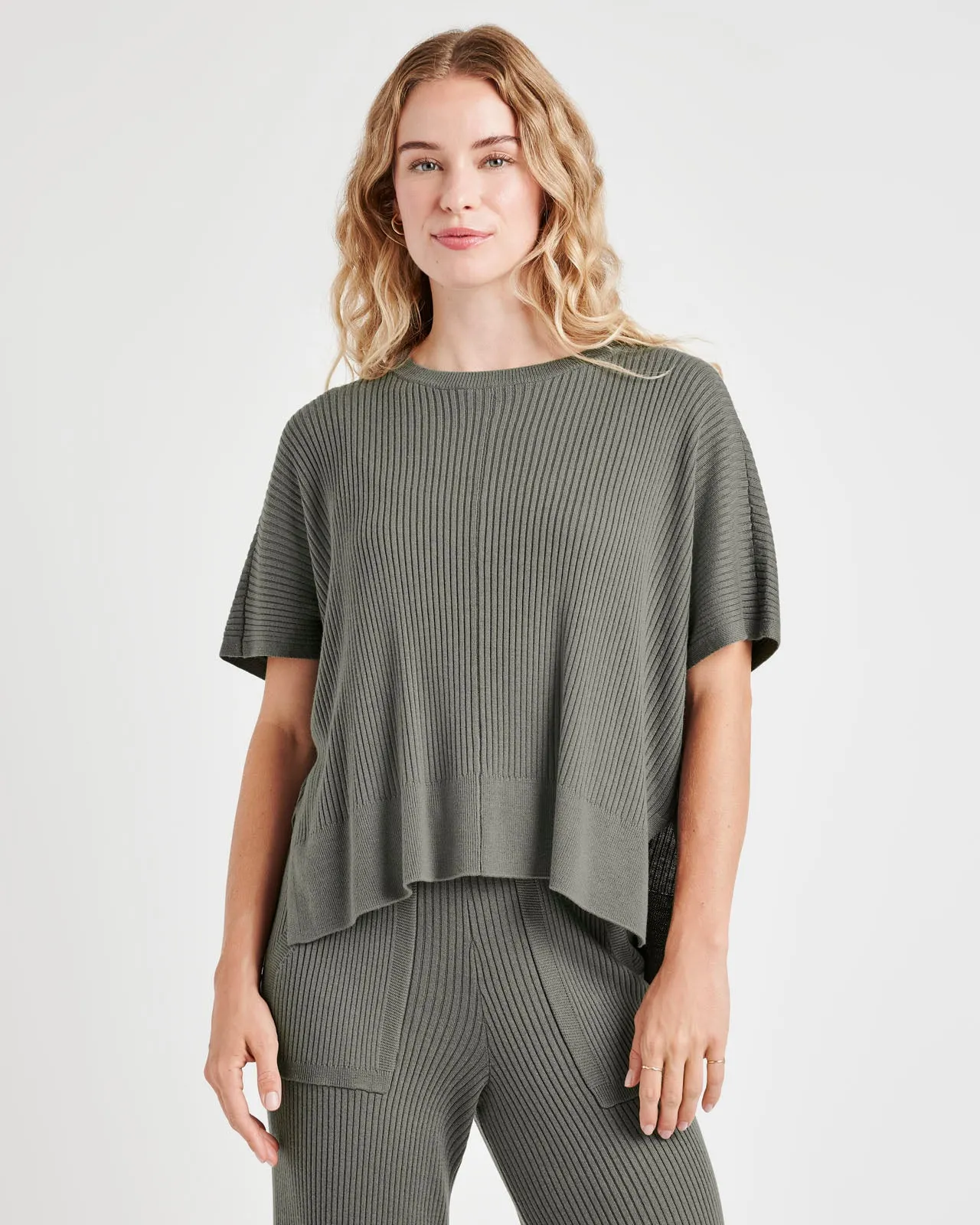 Georgie Cashblend Rib Short Sleeve Sweater