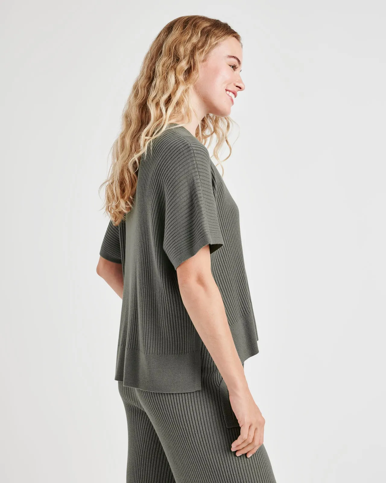 Georgie Cashblend Rib Short Sleeve Sweater