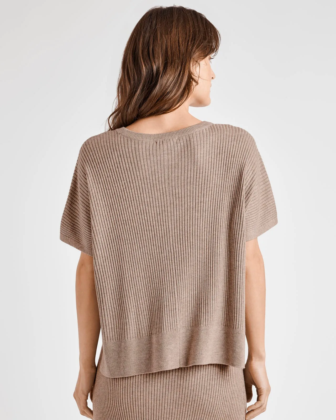 Georgie Cashblend Rib Short Sleeve Sweater