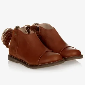 Girls Brown Leather Boots 