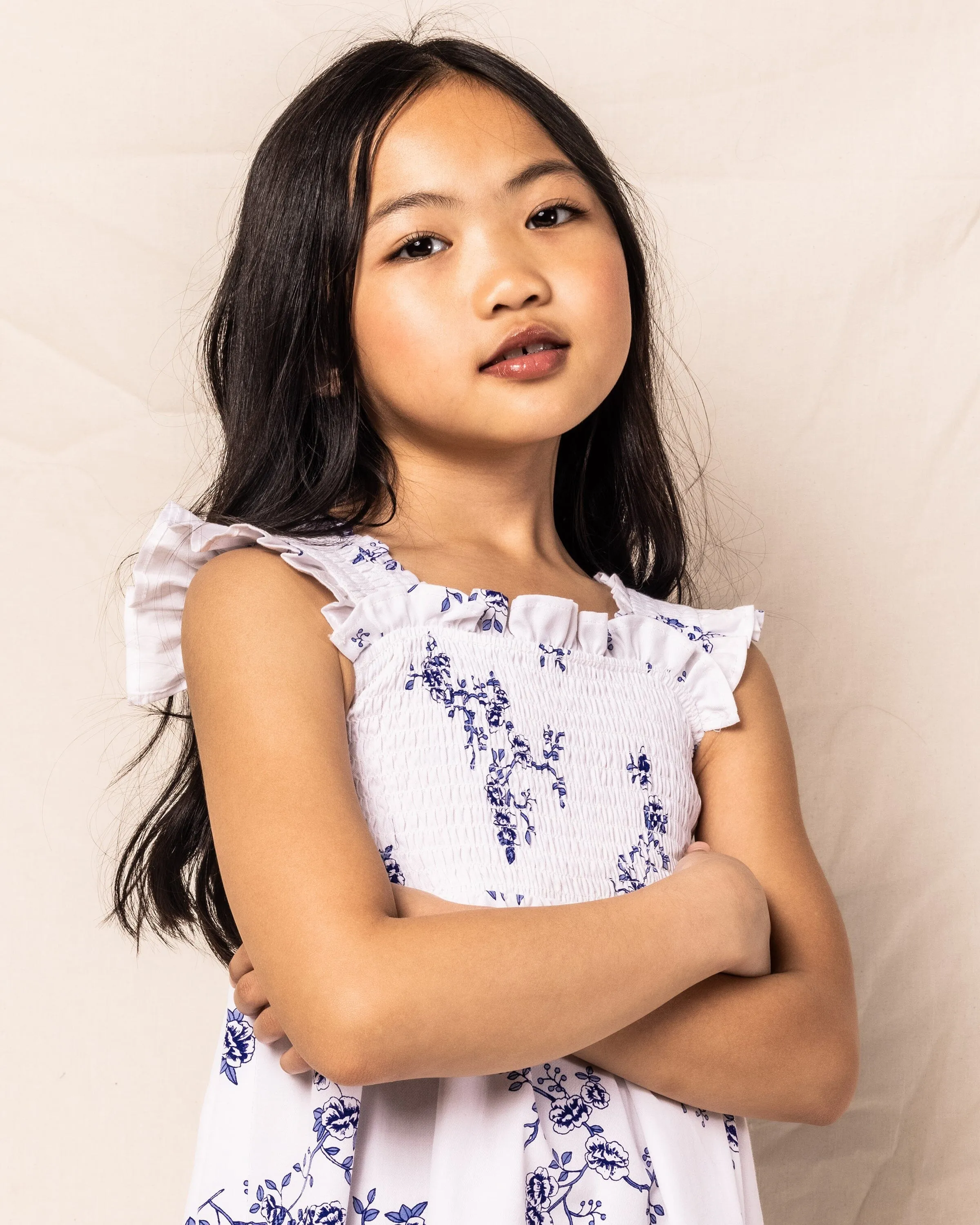 Girl's Twill Margaux Dress | Indigo Floral