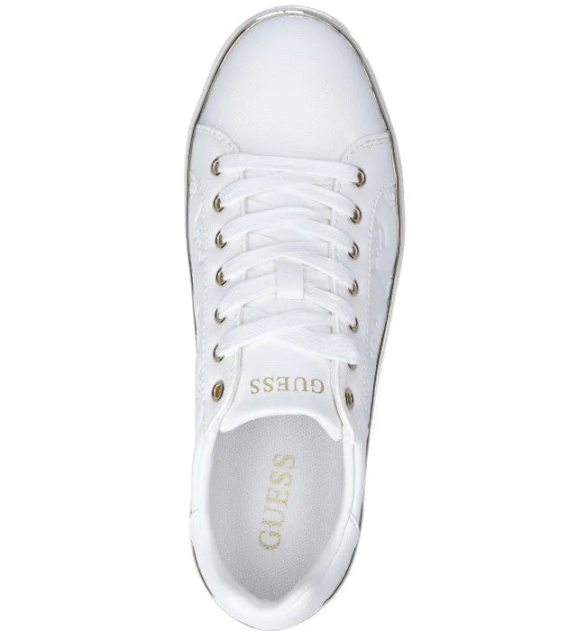 GUESS Logo Trainers White/Gold