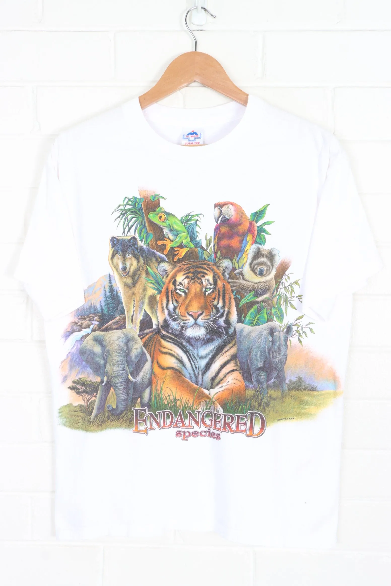 Habitat 1995 Endangered Species Animals Front Back T-Shirt USA Made (M-L)