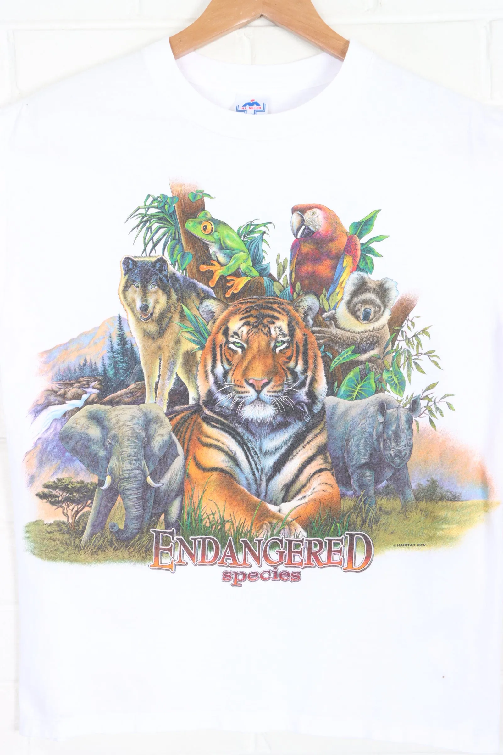 Habitat 1995 Endangered Species Animals Front Back T-Shirt USA Made (M-L)