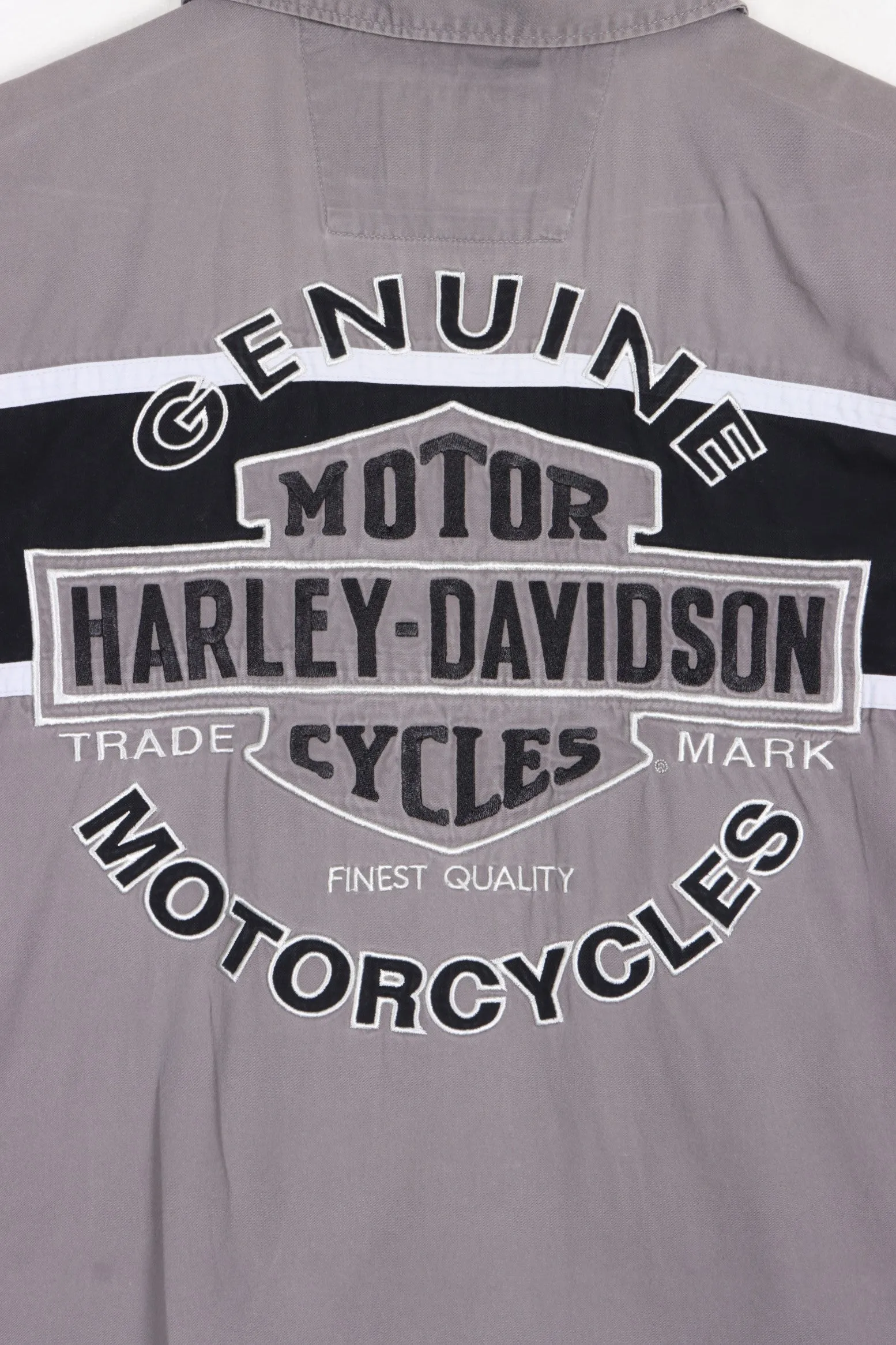 HARLEY DAVIDSON Embroidered Big Logo Monochrome Shirt (M)