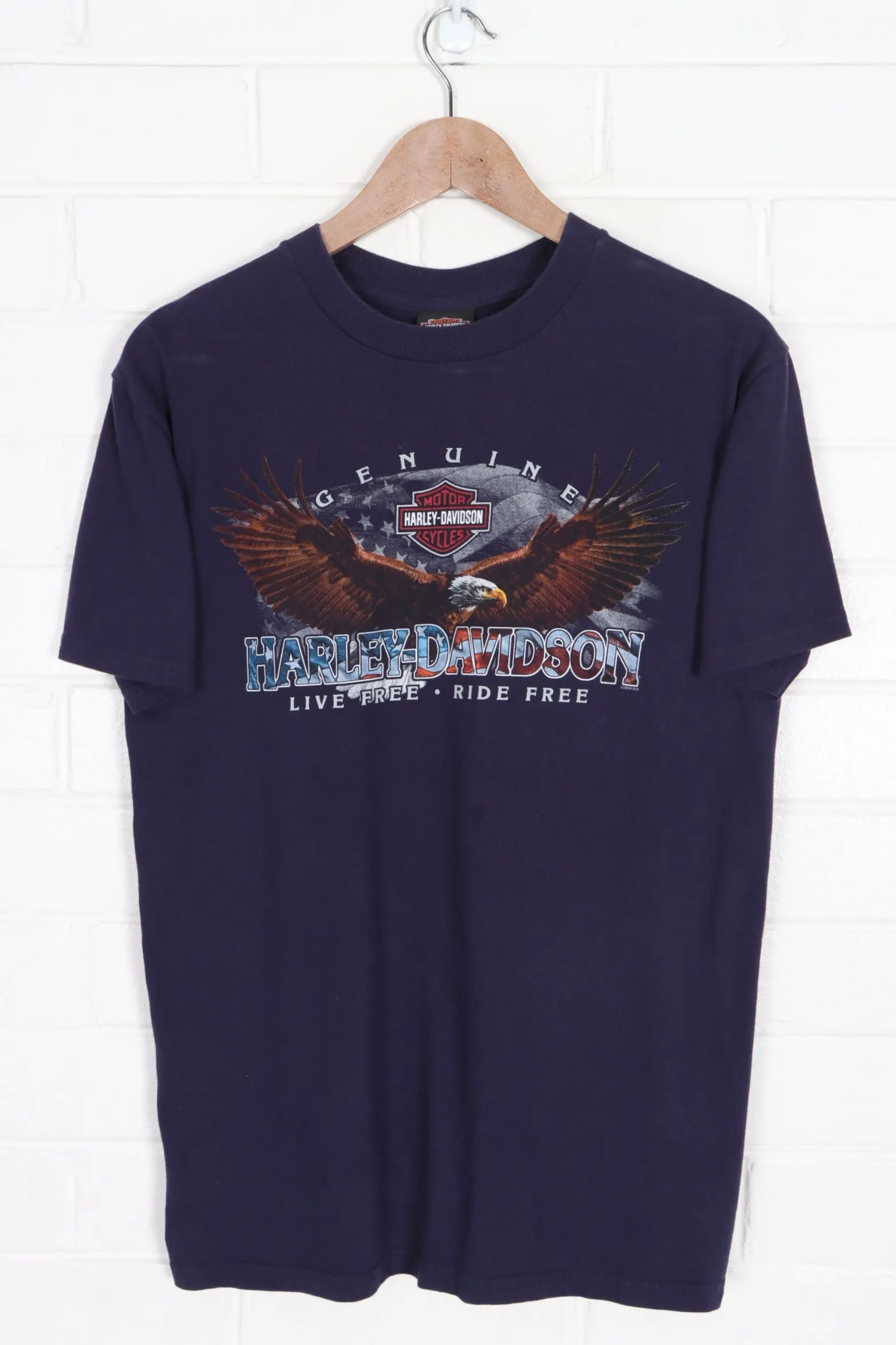 HARLEY DAVIDSON Live free Ride Free'' Eagle Front Back T-Shirt (S-M)