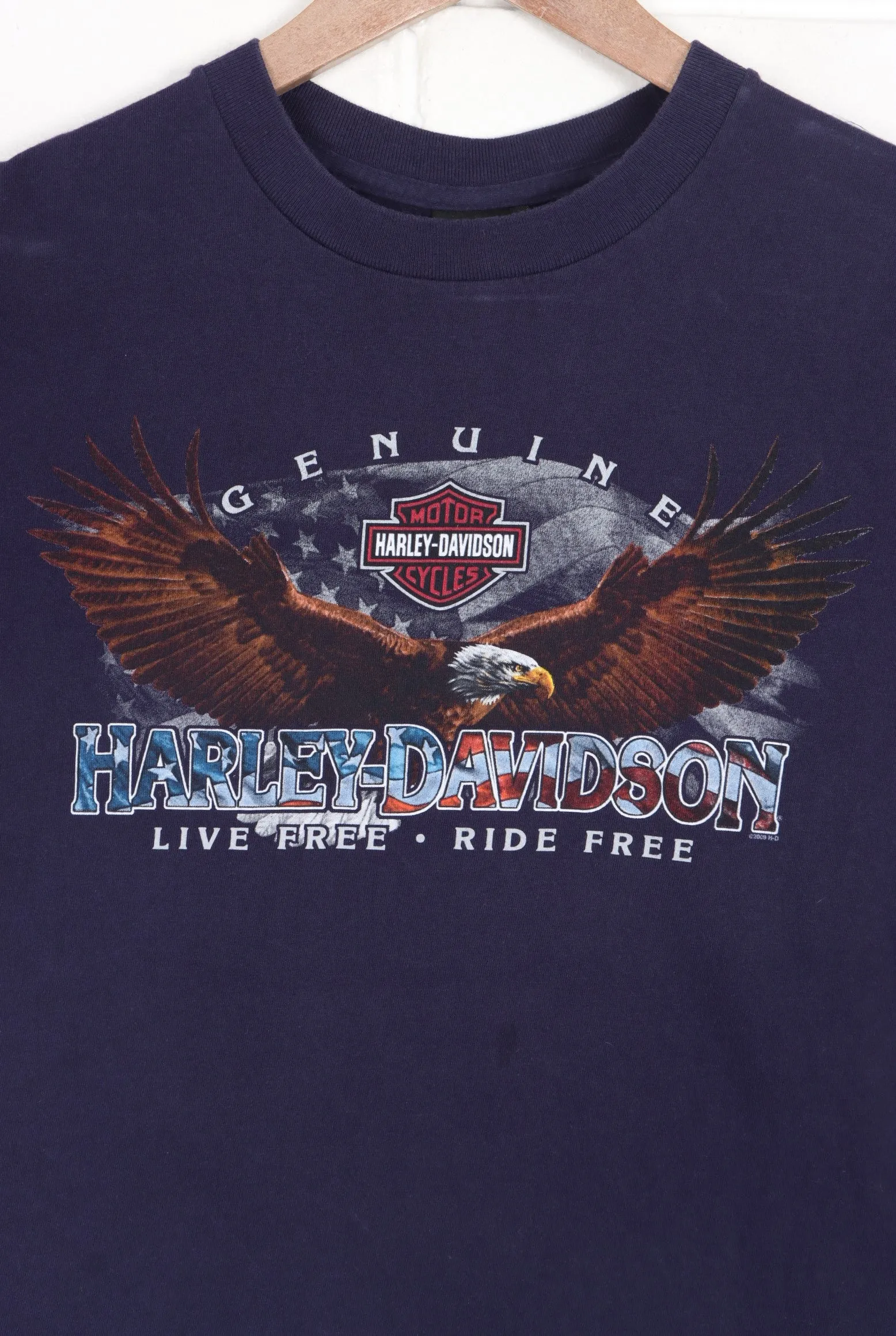 HARLEY DAVIDSON Live free Ride Free'' Eagle Front Back T-Shirt (S-M)