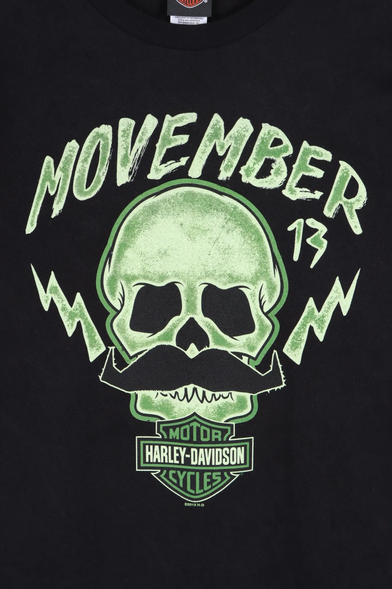 HARLEY DAVIDSON 'Movember' Moustache Skull T-Shirt (XL)