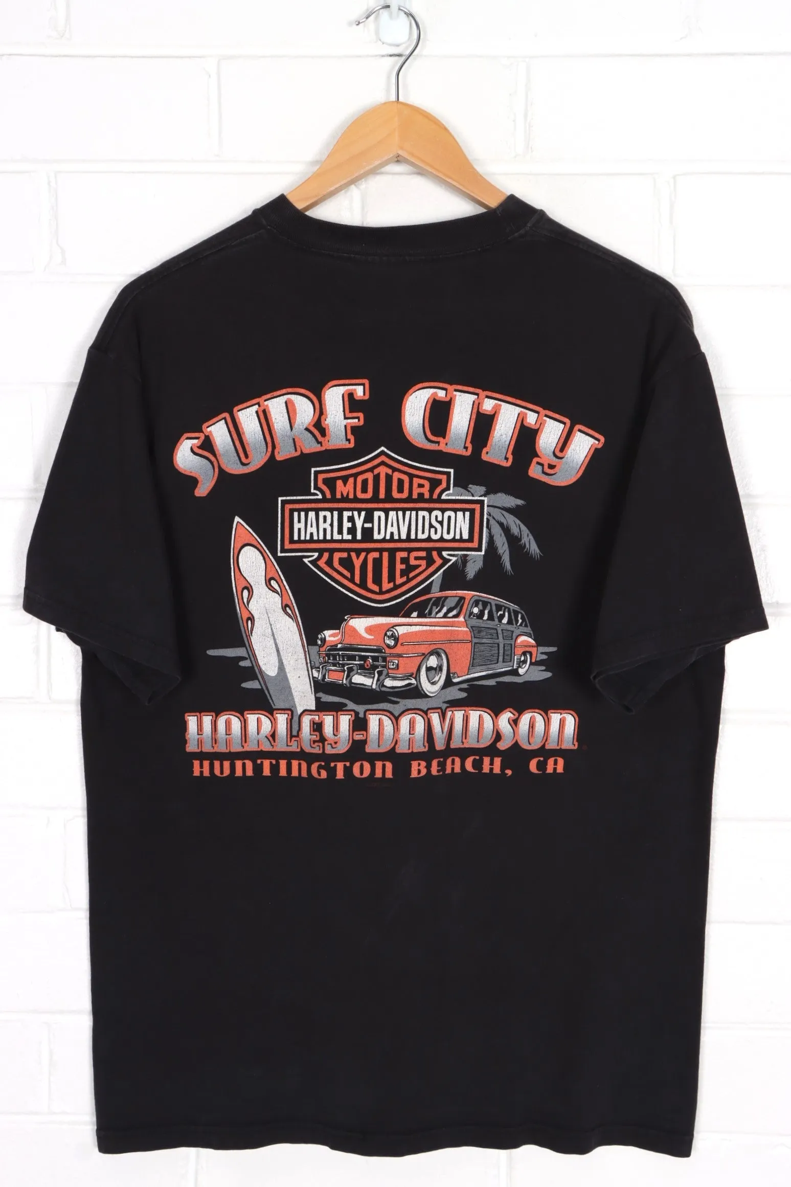 HARLEY DAVIDSON Surf City Front Back T-Shirt USA Made (L)