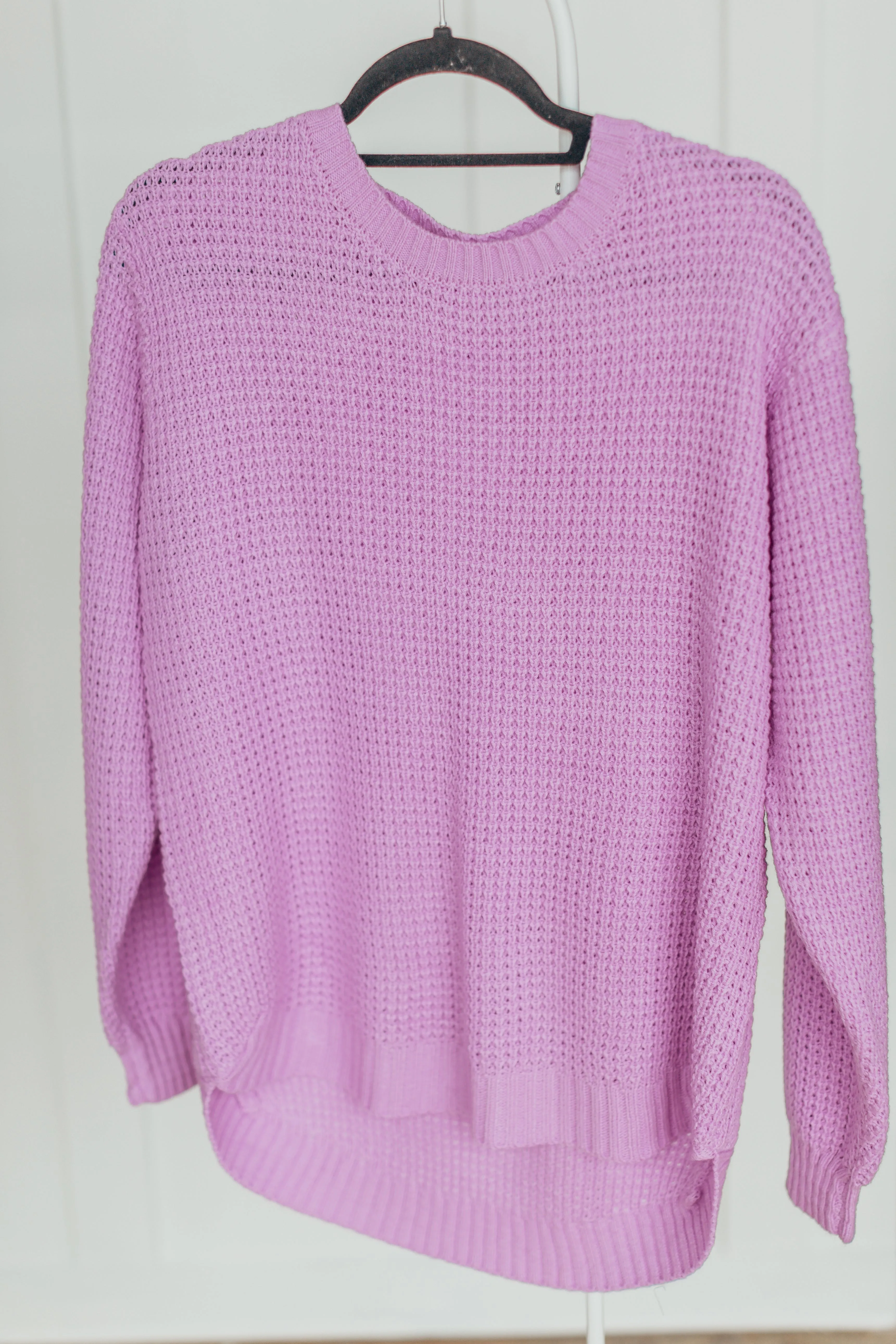 Hi-Low Waffle Knit Sweater - 4 Colors