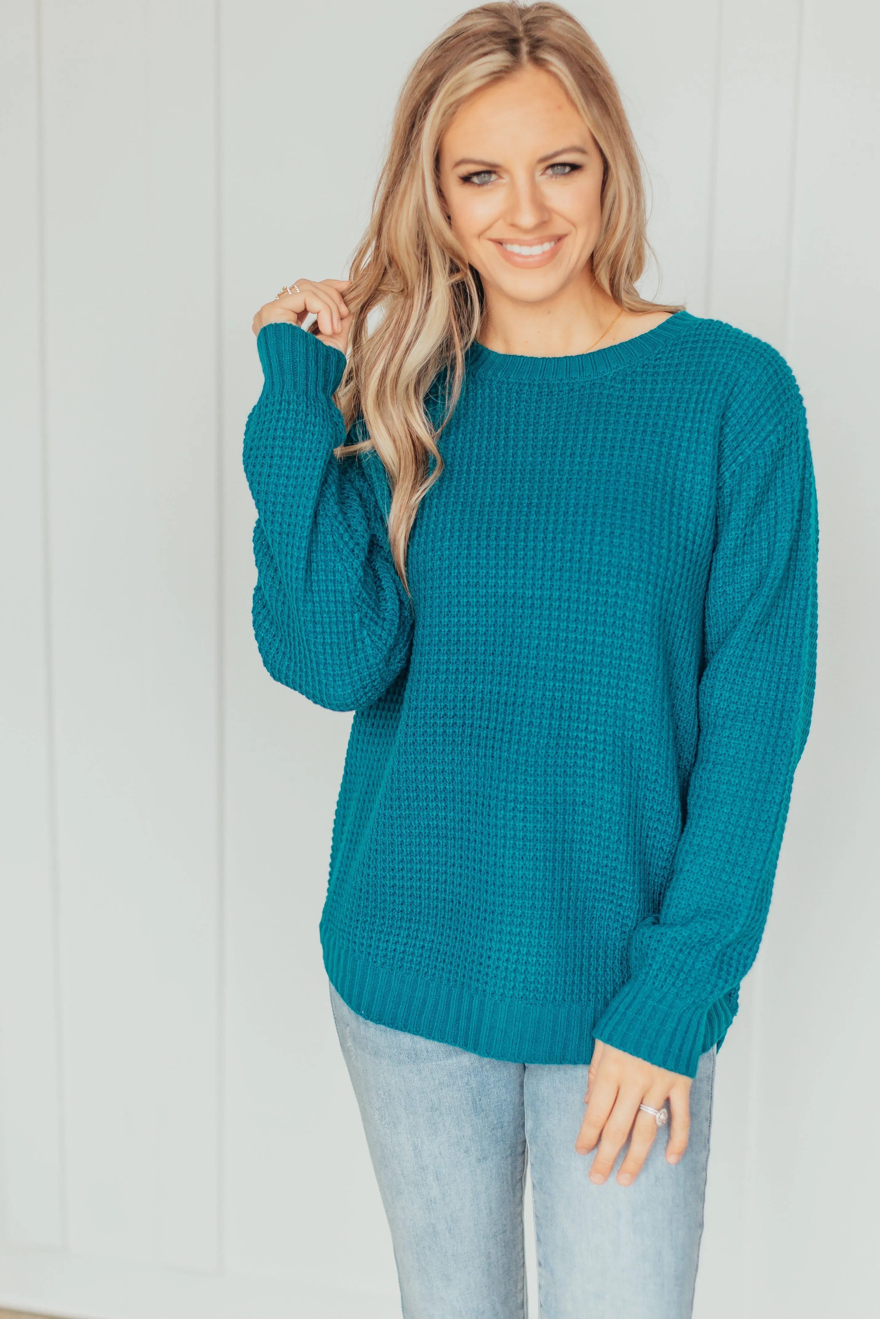 Hi-Low Waffle Knit Sweater - 4 Colors