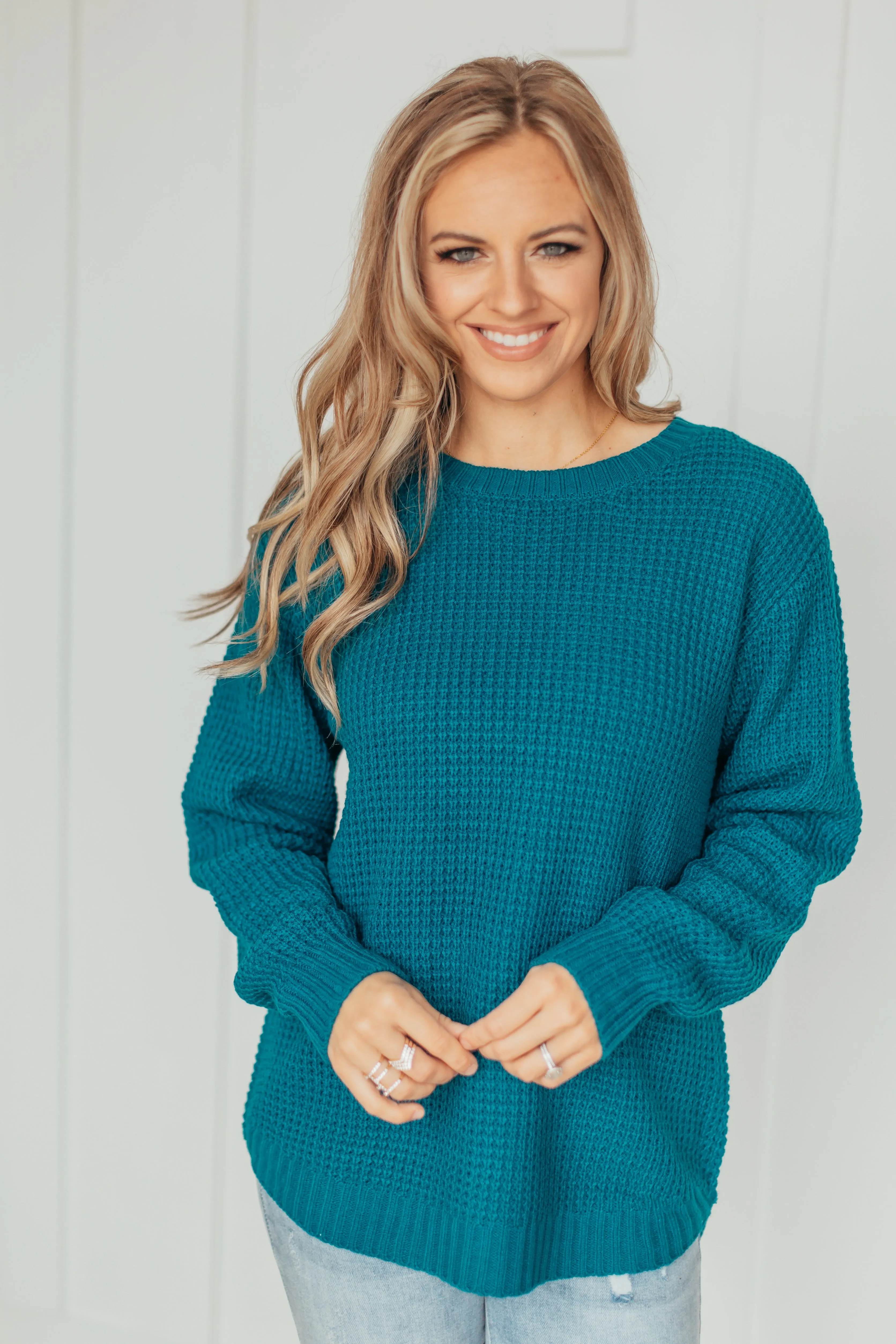 Hi-Low Waffle Knit Sweater - 4 Colors