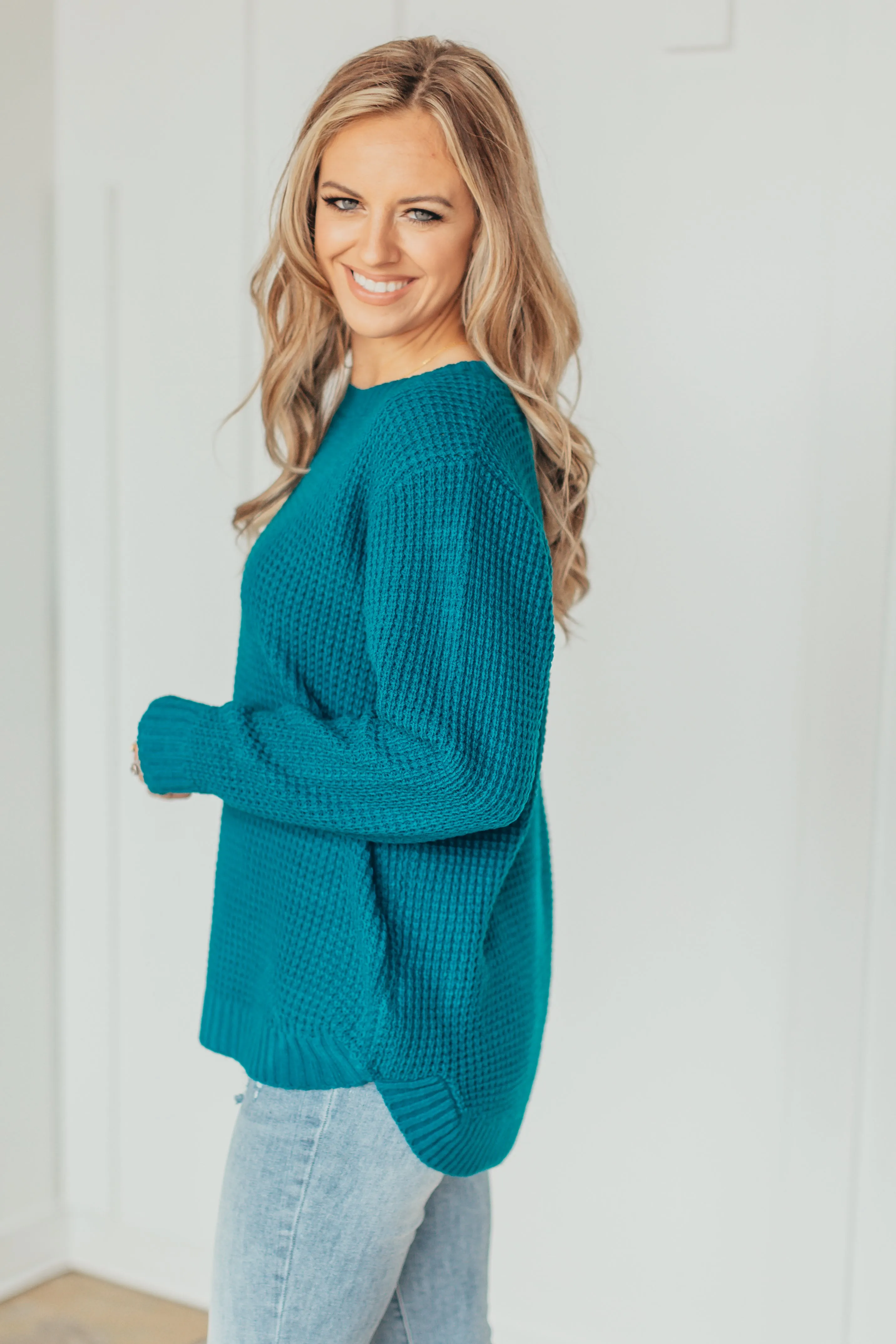 Hi-Low Waffle Knit Sweater - 4 Colors