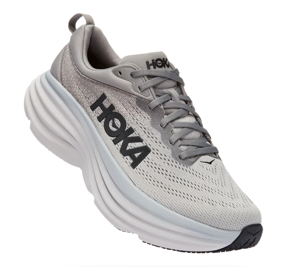 Hoka Mens Bondi 8 Athletic Shoes- Sharkskin/ Harbor Mist