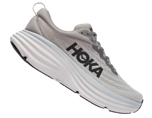 Hoka Mens Bondi 8 Athletic Shoes- Sharkskin/ Harbor Mist