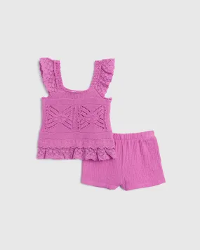 Infant Girls Crochet Sweater Tank Set