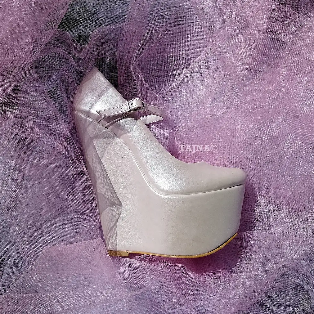 Ivory  Heel Wedge Bridal Shoes