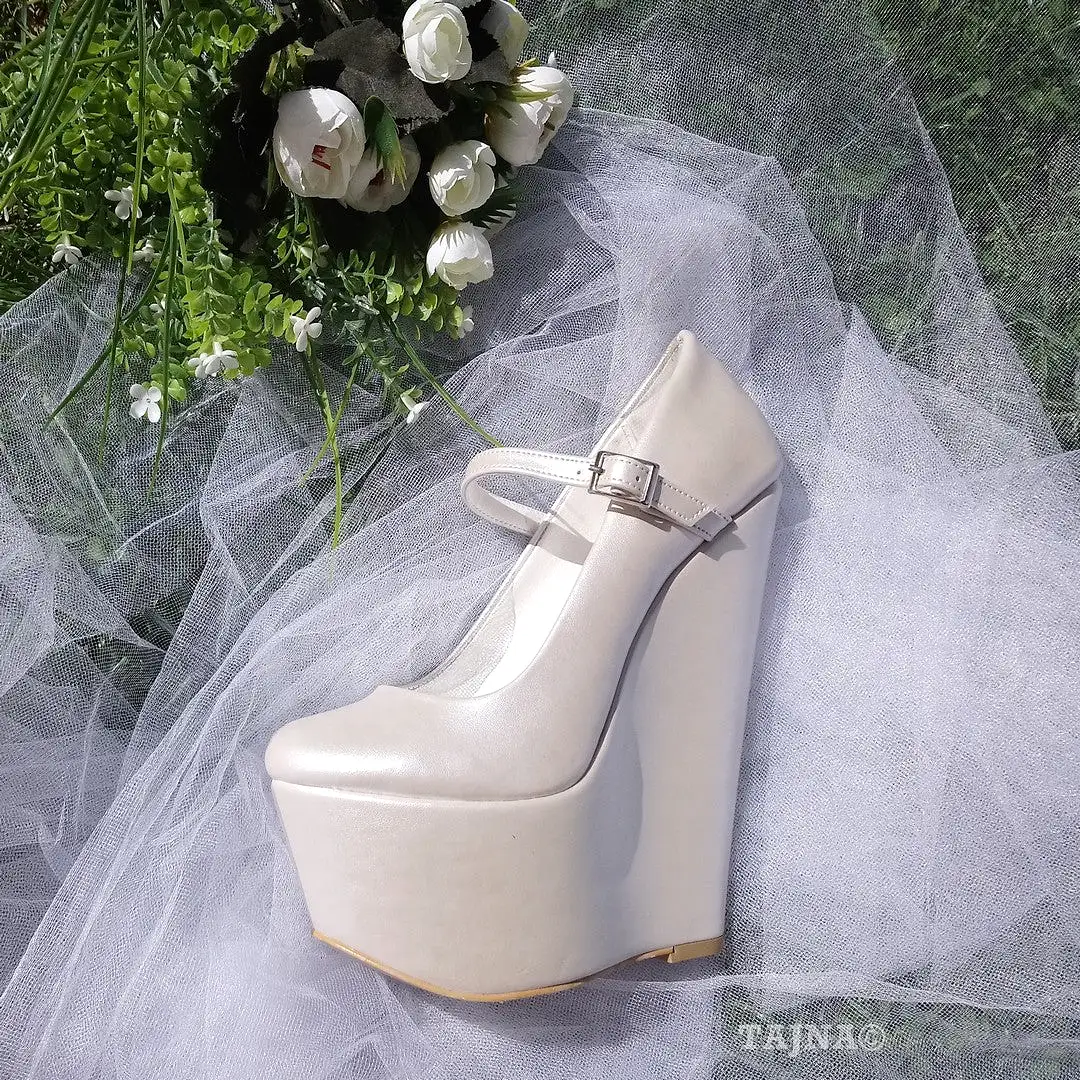 Ivory  Heel Wedge Bridal Shoes