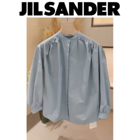 Jil Sander  |Casual Style Cropped Plain Cotton Office Style Puff Sleeves