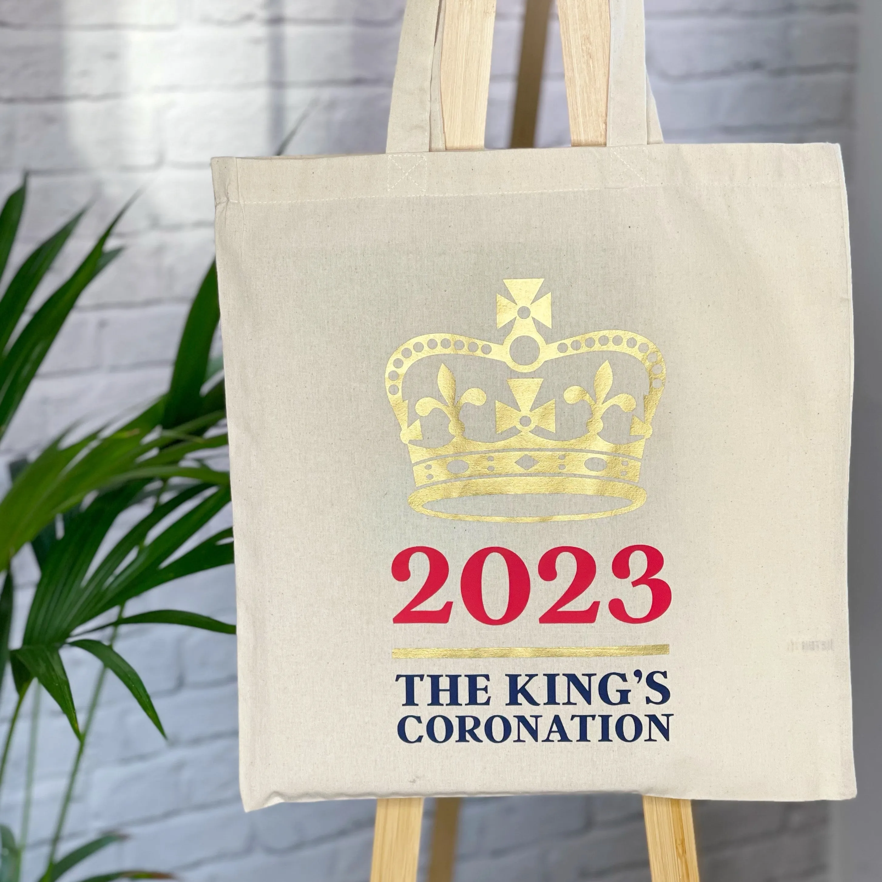 King Charles Coronation Tote Bag With Gold Crown