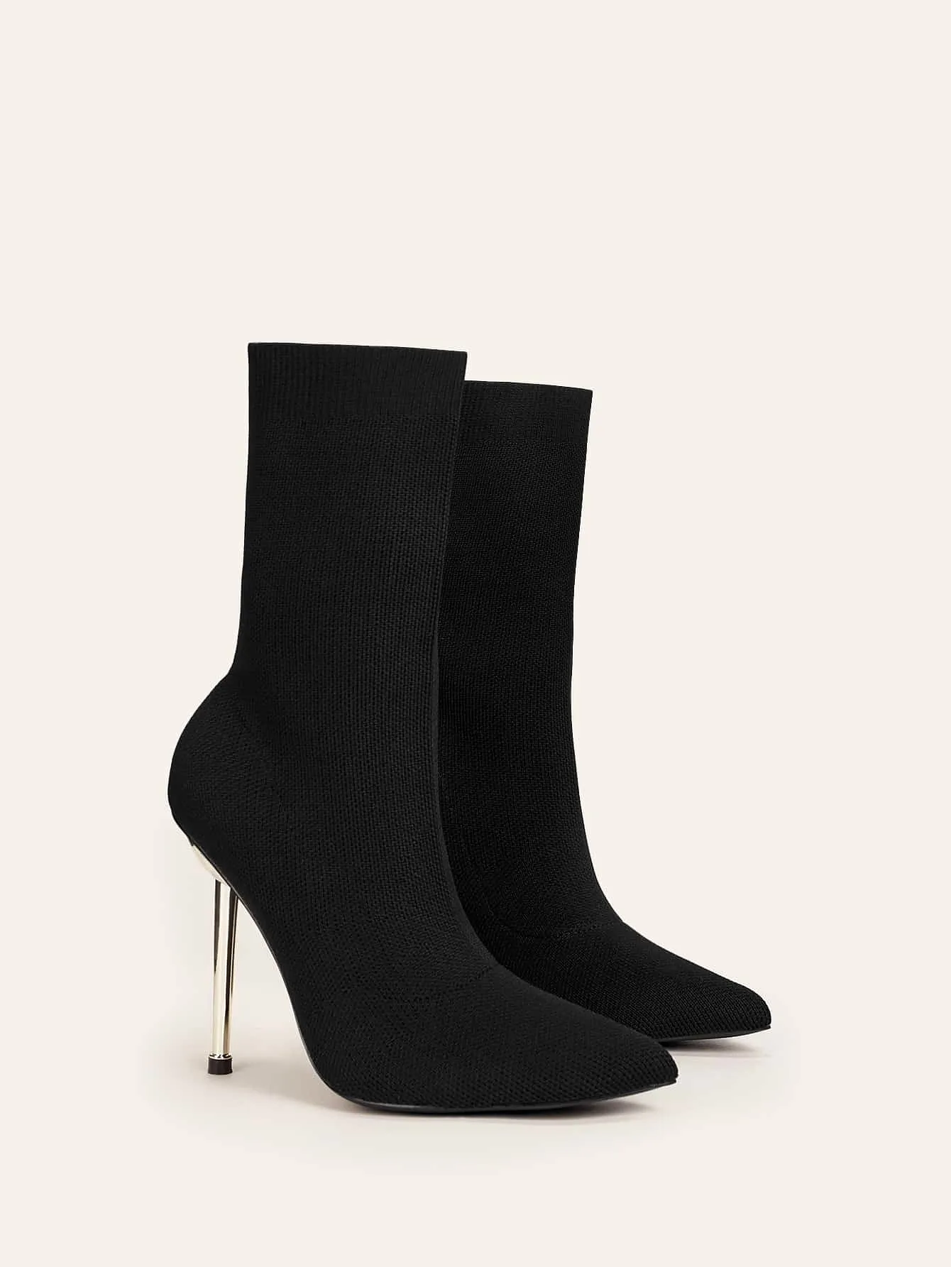 Knit Detail Stiletto Heeled Sandal Boots