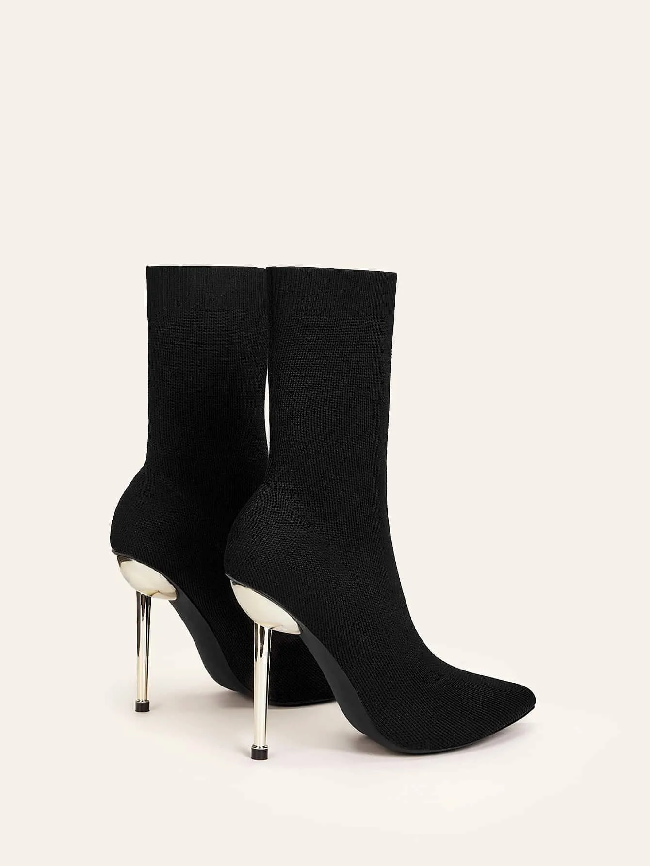 Knit Detail Stiletto Heeled Sandal Boots