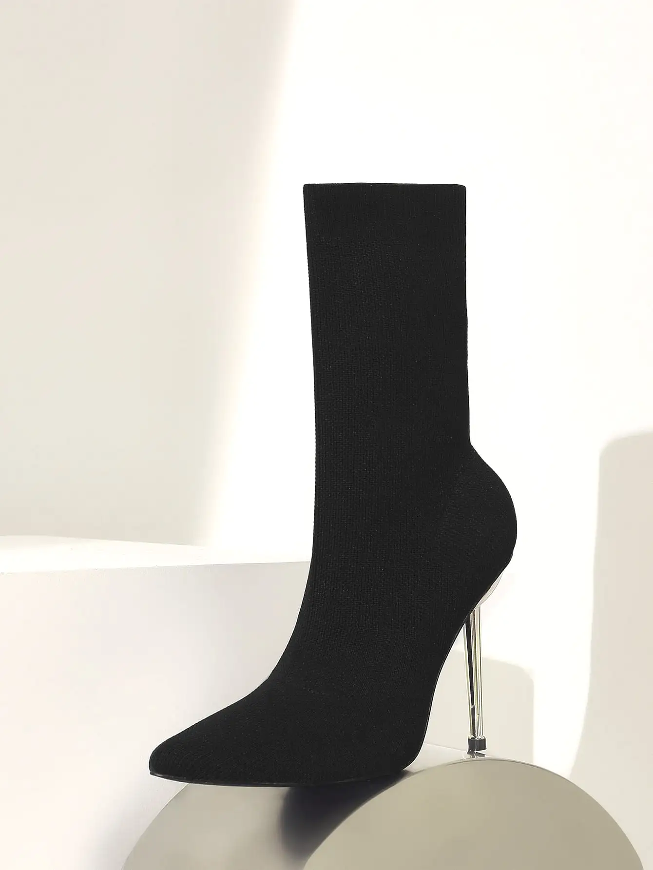 Knit Detail Stiletto Heeled Sandal Boots