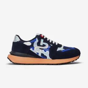 Lace-Up Suede Sneaker Navy Blue 