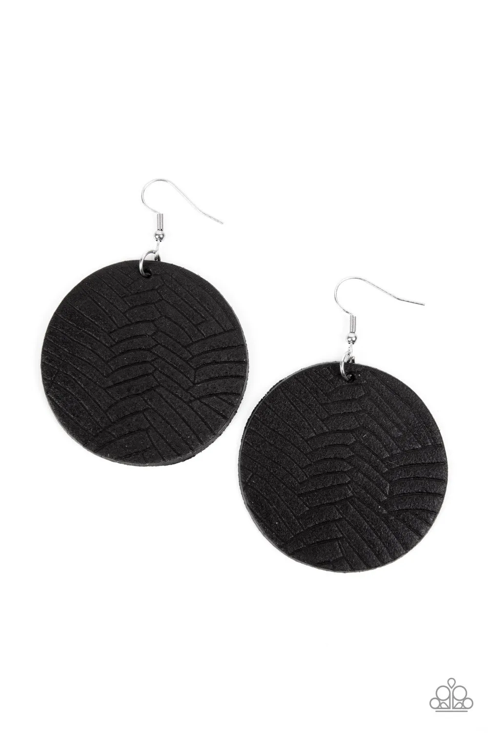 Leathery Loungewear - Black ~ Paparazzi Earrings