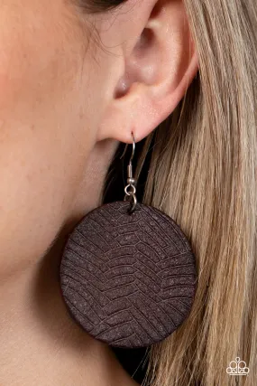 Leathery Loungewear - Brown ~ Paparazzi Earrings