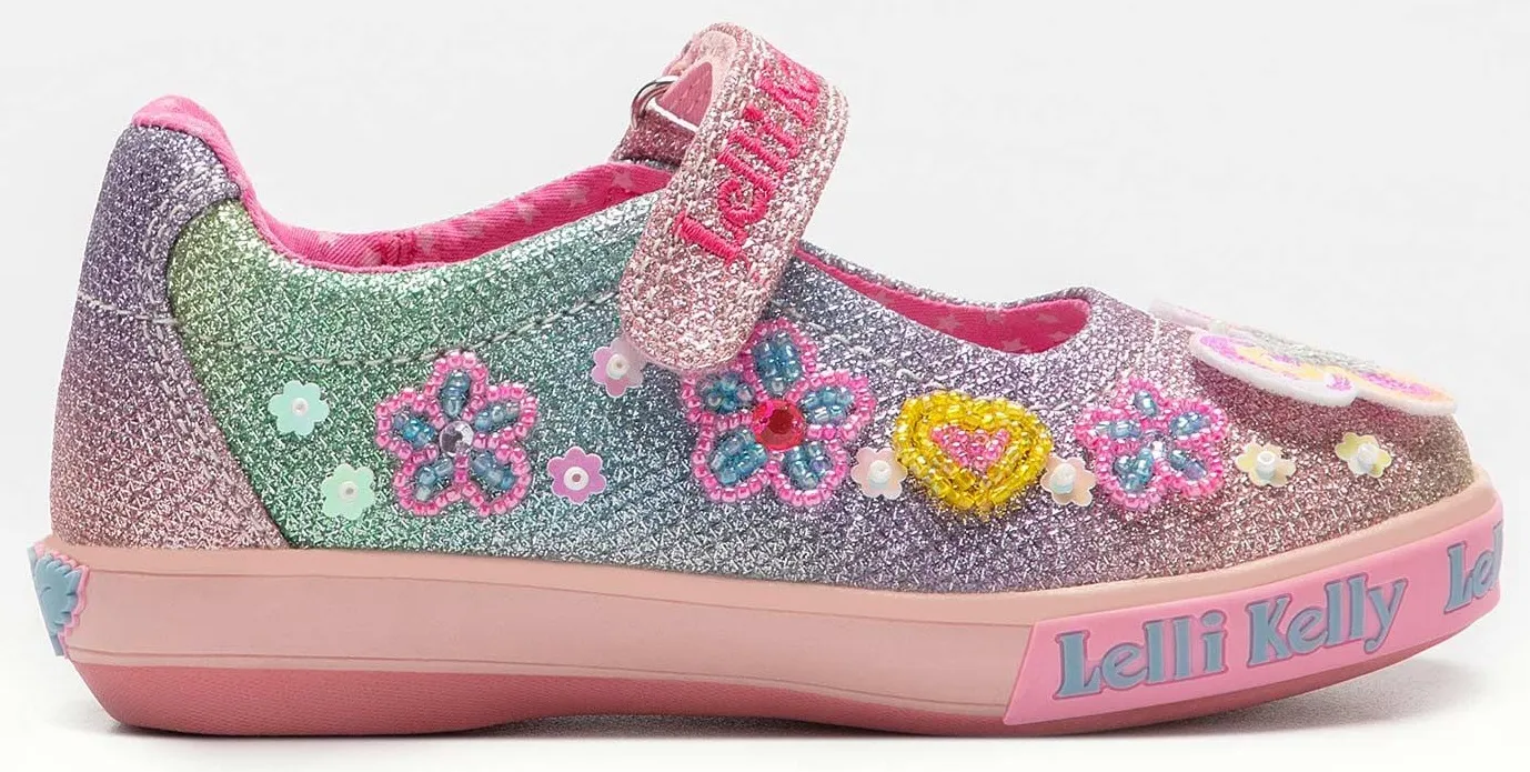 Lelli Kelly LK 2034 Paloma Multi Glitter Butterfly Dolly Shoes