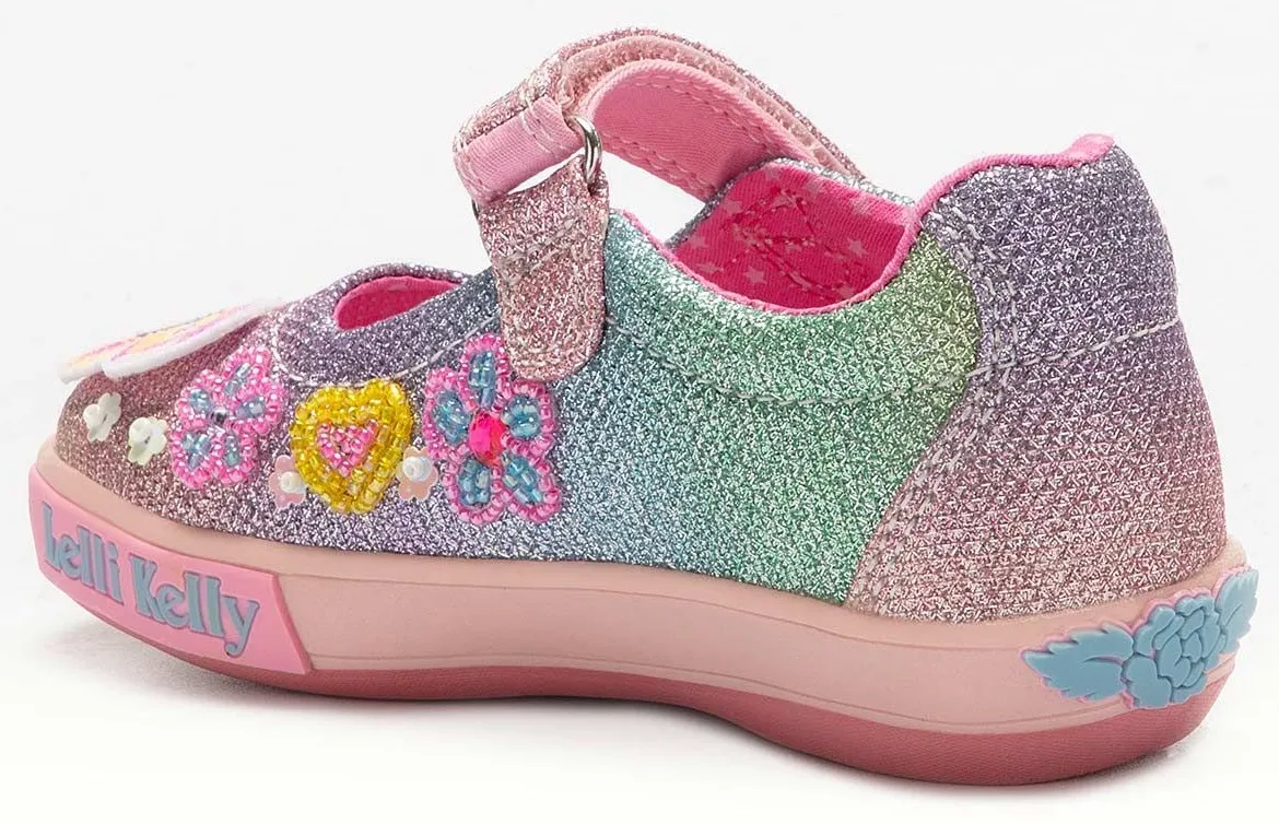 Lelli Kelly LK 2034 Paloma Multi Glitter Butterfly Dolly Shoes