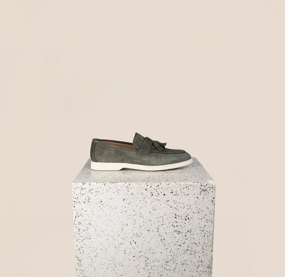 Lisa Tassels Sneaker Loafer - Olive Suede