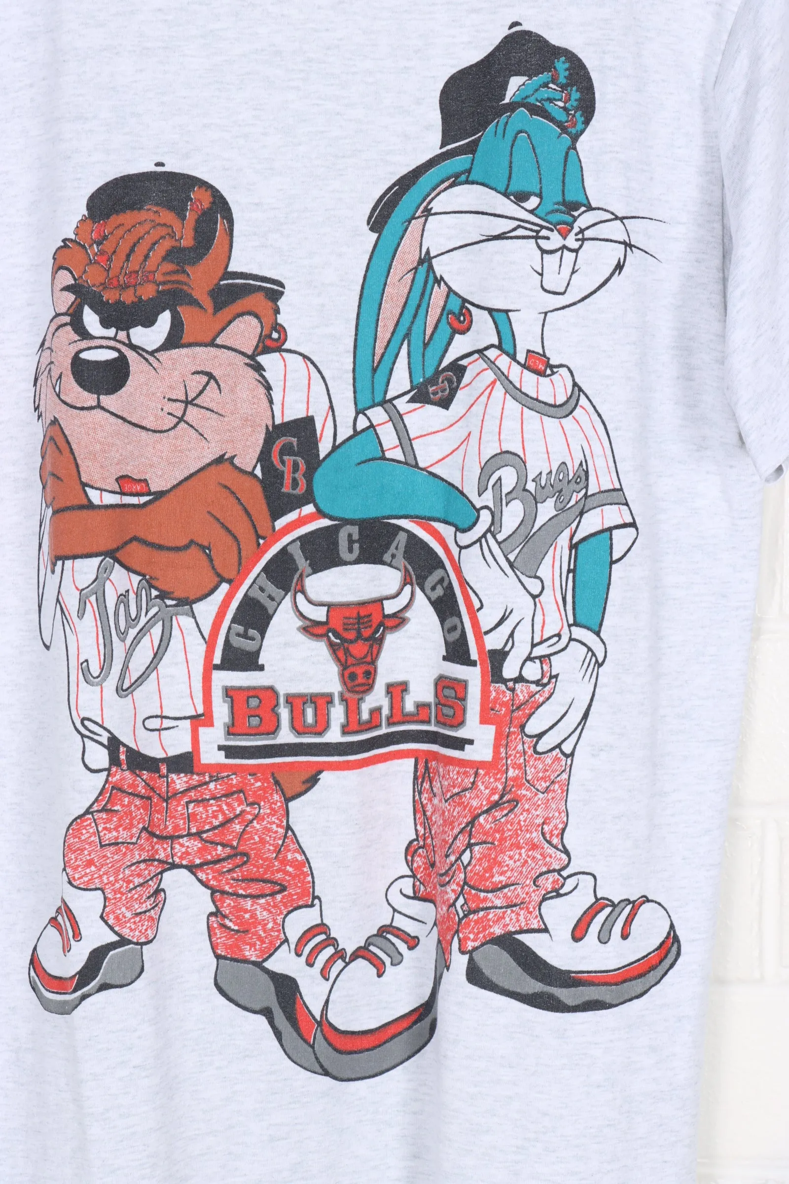 LOONEY TUNES Bugs & Taz Kriss Kross Chicago Bulls Tee (M)