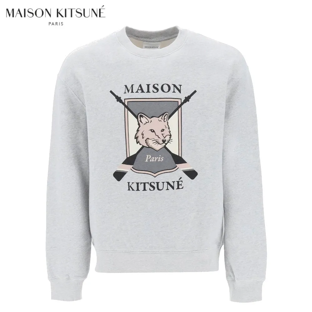 MAISON KITSUNE  |Crew Neck Unisex Street Style Long Sleeves Plain Cotton Logo