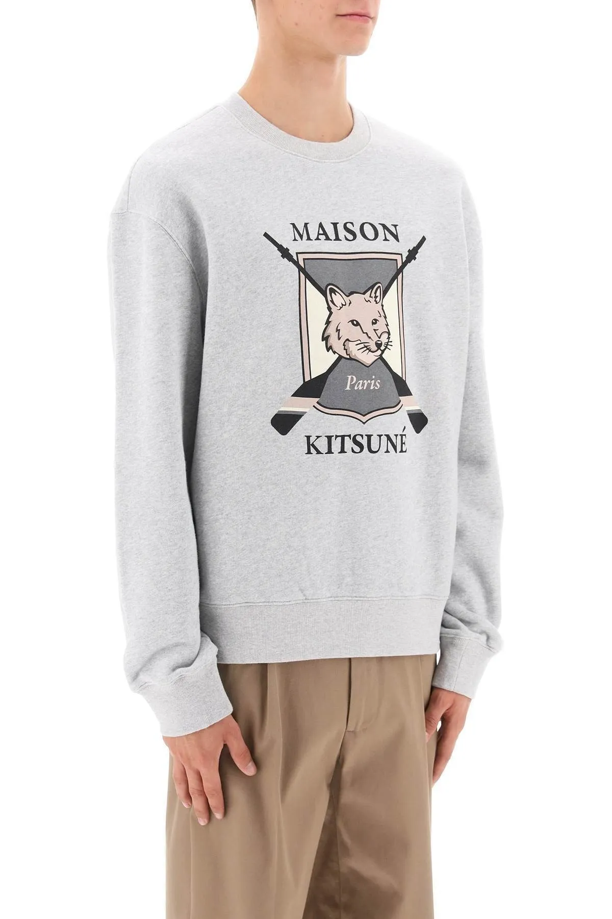 MAISON KITSUNE  |Crew Neck Unisex Street Style Long Sleeves Plain Cotton Logo