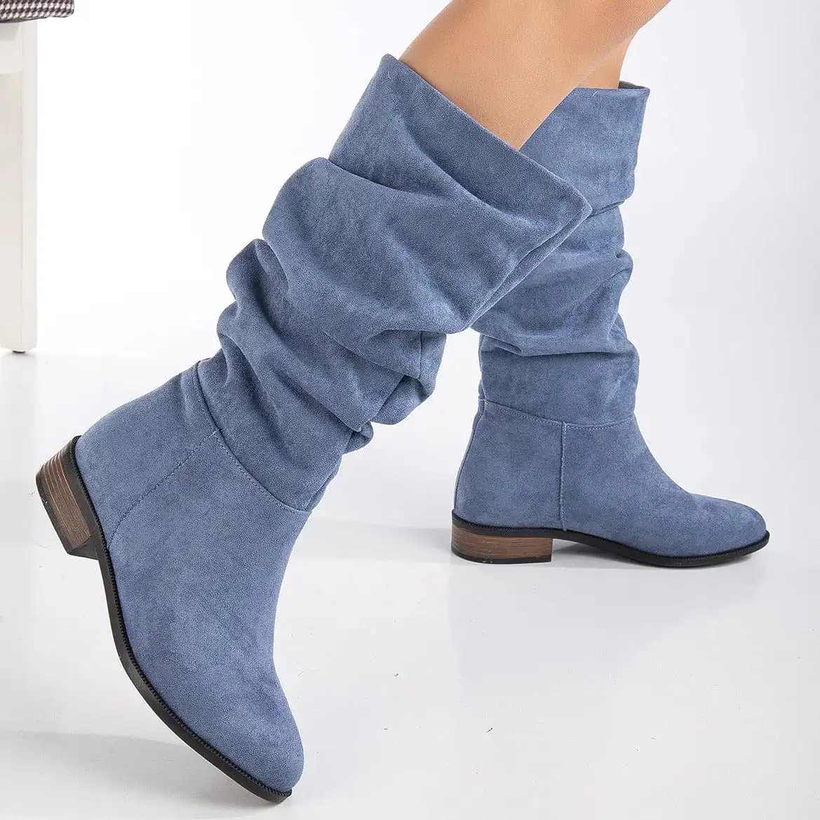 Maribel Vegan Suede Slouchy Boots | Blue