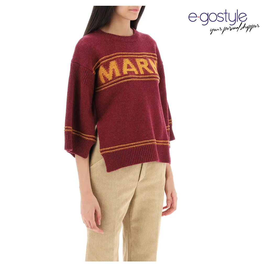 MARNI  |Ruby red wool sweater with logo