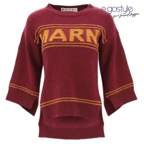 MARNI  |Ruby red wool sweater with logo