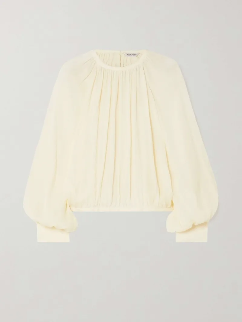 MaxMara  |Casual Style Silk Long Sleeves Plain Office Style