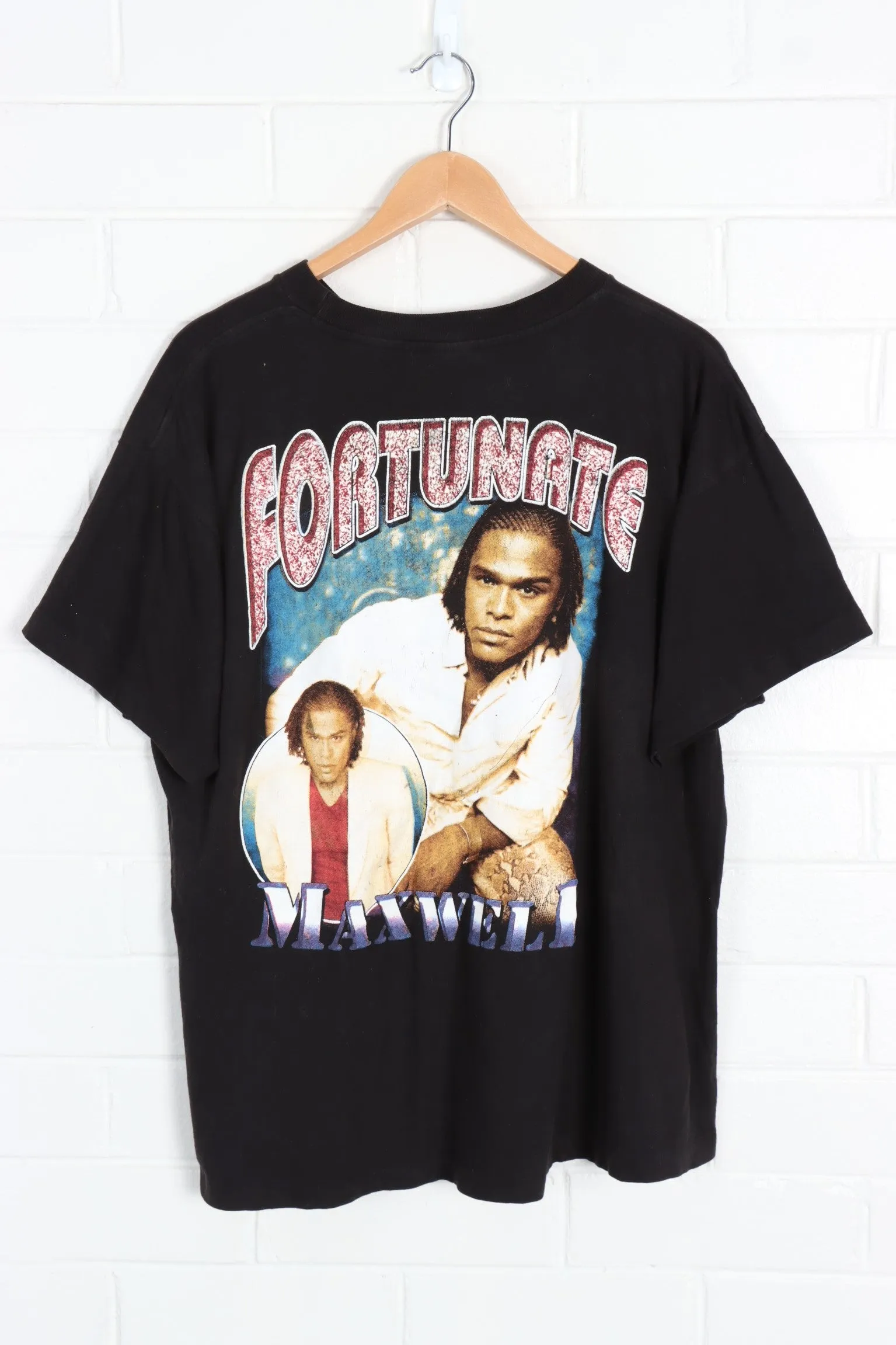 Maxwell Fortunate 90s Rap Front Back Single Stitch T-Shirt (XL)